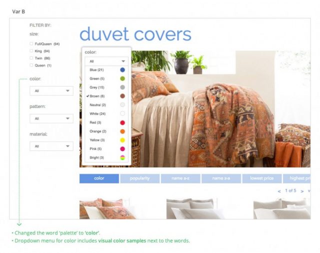 In Round II of testing, we reverted to the original 'Sort By' functionality.