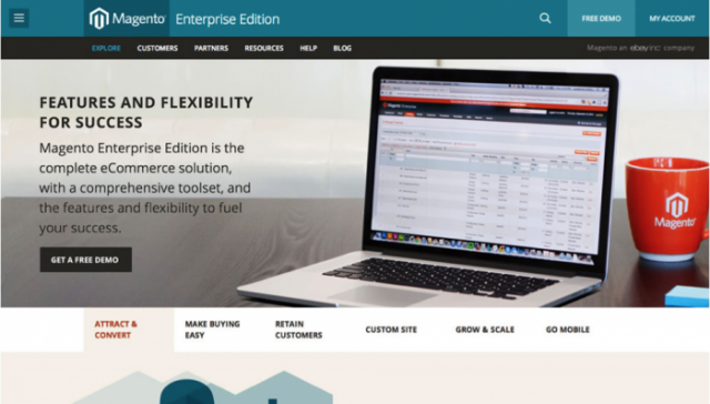 The original Magento Enterprise Edition homepage and CTA.
